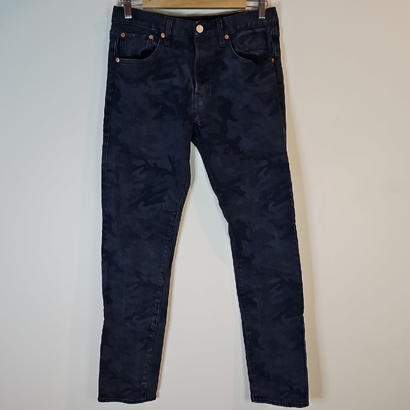 Levi's 501 Dark Blue Camouflage 30x32 Straight Leg Jeans - Picture 1 of 7